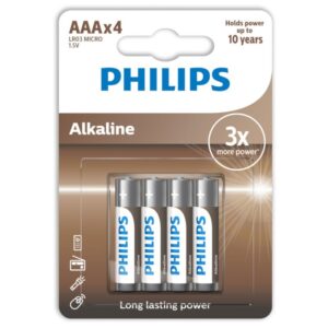 PHILIPS ALKALINE BATTERIE AAA LR03 4ER PACK