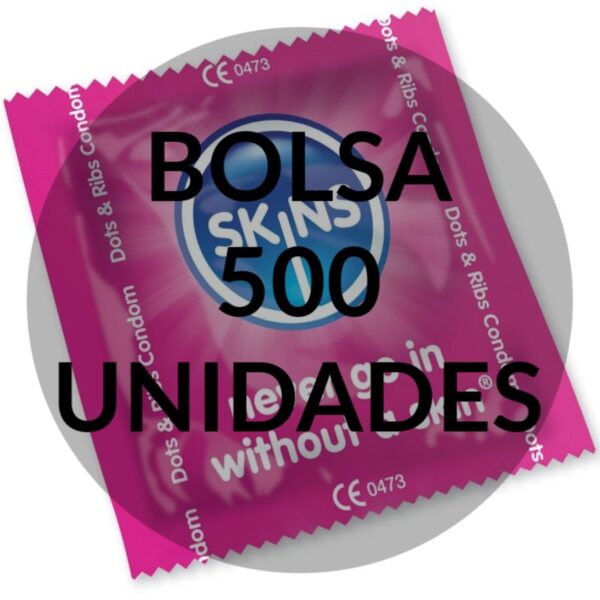 SKINS CONDOMS DOTS & RIBS BAG 500 UDS – Bild 2