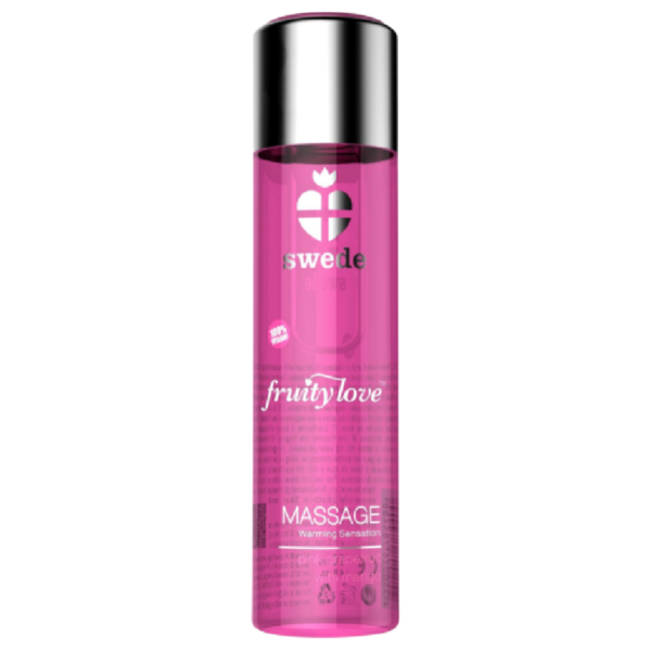 SWEDE FRUITY LOVE MASSAGEÖL MIT WÄRMENDEM EFFEKT, ROSA HIMBEERE UND RHABARBER 120 ML.