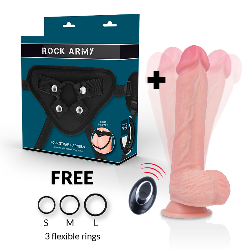 ROCKARMY HARNESS + FLÜSSIGSILIKON VIBRATOR PREMIUM APACHE FERNBEDIENUNG 22CM – Bild 2